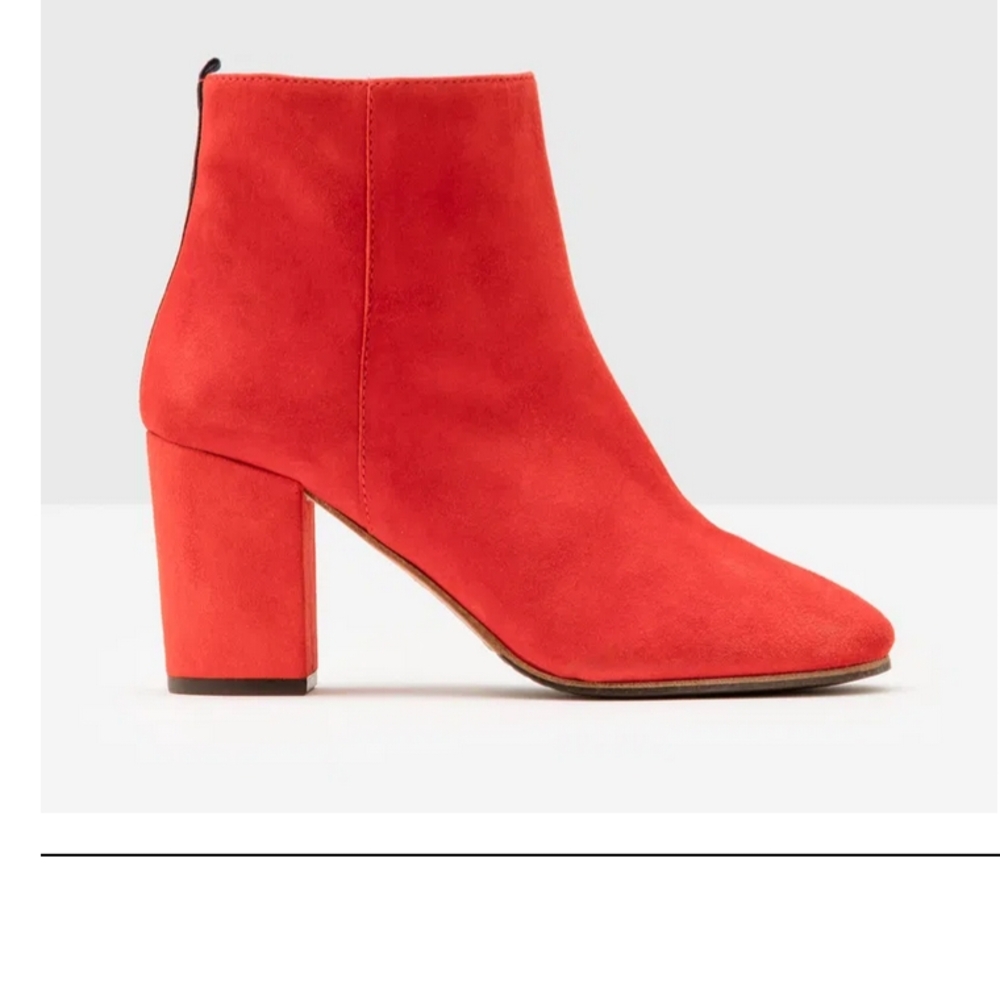 Etta Ankle Boots Boden - Red Block Heel Suede